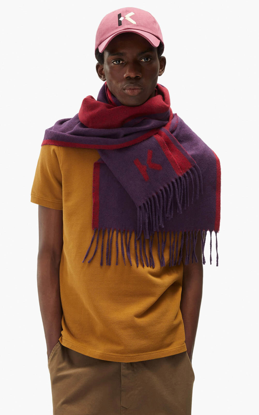 Kenzo K Logo cashmere Atkı Erkek Mor | 2401-QRDWZ
